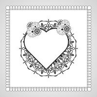 Hand drawn heart with mandala. decoration in ethnic oriental  doodle ornament. vector