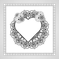 Hand drawn heart with mandala. decoration in ethnic oriental  doodle ornament. vector