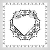 Hand drawn heart with mandala. decoration in ethnic oriental  doodle ornament. vector