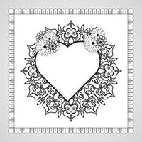 Hand drawn heart with mandala. decoration in ethnic oriental  doodle ornament. vector