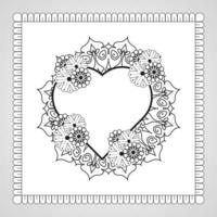 corazón dibujado a mano con mandala. decoración en ornamento étnico oriental doodle vector