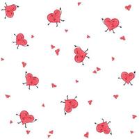 Vector - Abstract seamless pattern of red cartoon heart dancing. Digital watercolor painting design. Can be use for print, paper, wrapping, fabric, origami.