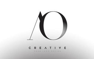 AO ao letter design logo logotype icon concept with serif font and classic elegant style look vector