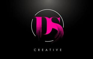 Pink DS Brush Stroke Letter Logo Design. Pink Paint Logo Leters Icon. vector