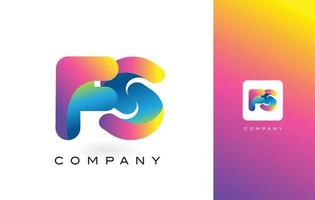 Letra del logotipo de FS con hermosos colores vibrantes del arco iris. colorido vector de letras moradas y magentas de moda.