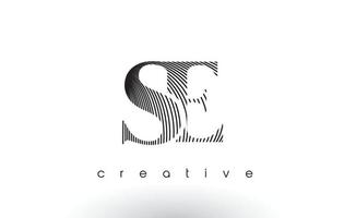 SE Logo Design With Multiple Lines and Black and White Colors. vector