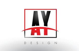 AY A Y Logo Letters with Red and Black Colors and Swoosh. vector