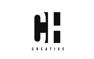 CH C H White Letter Logo Design with Black Square. vector