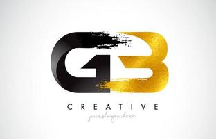 GB Letter Design with Black Golden Brush Stroke and Modern Look. vector