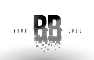 Logotipo de letra bb bb pixel con cuadrados negros rotos digitales vector