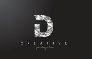 D Letter Logo with Zebra Lines Texture Design Vector. vector