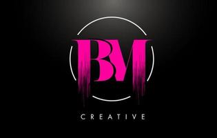 Pink BM Brush Stroke Letter Logo Design. Pink Paint Logo Leters Icon. vector