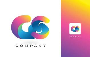 Letra del logotipo de GS con hermosos colores vibrantes del arco iris. colorido vector de letras moradas y magentas de moda.