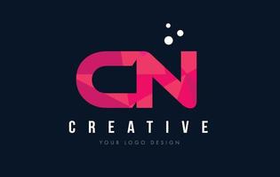 CN C N Letter Logo with Purple Low Poly Pink Triangles Concept vector