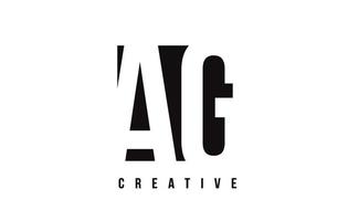 AG A G White Letter Logo Design with Black Square. vector