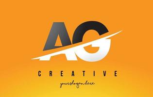 AG A G Letter Modern Logo Design with Yellow Background and Swoosh. vector