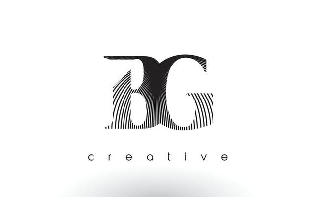 BG Logo Design With Multiple Lines and Black and White Colors.