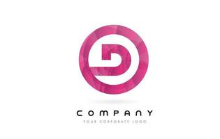 D Letter Logo Design with Circular Purple Pattern. vector