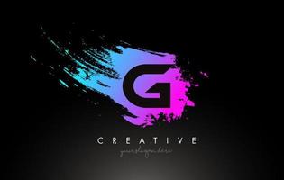 G Artistic Brush Letter Logo Design in Purple Blue Colors Vector