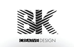 BK B K Lines Letter Design with Creative Elegant Zebra vector