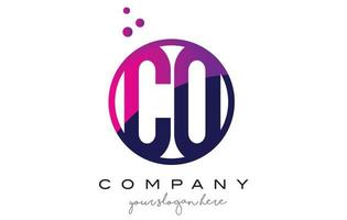 CO C O Circle Letter Logo Design with Purple Dots Bubbles vector