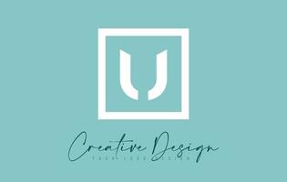 U Letter Icon Design With Creative Modern Look and Teal Background. vector