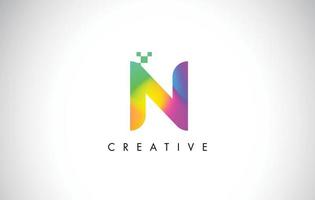 n vector de diseño de letra de logotipo colorido. icono de letra degradado arco iris creativo