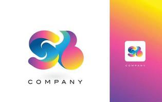 Letra del logotipo de SB con hermosos colores vibrantes del arco iris. colorido vector de letras moradas y magentas de moda.