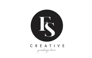 FS Letter Logo Design with Black Circle and Serif Font. vector