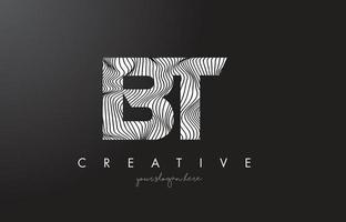 BT B T Letter Logo with Zebra Lines Texture Design Vector. vector