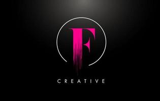 Pink F Brush Stroke Letter Logo Design. Pink Paint Logo Leters Icon. vector