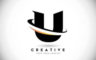 Letra u swoosh logo con vector de icono de swoosh curvo creativo.