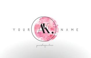 AK Letter Logo Design with Watercolor Circular Brush Stroke. vector