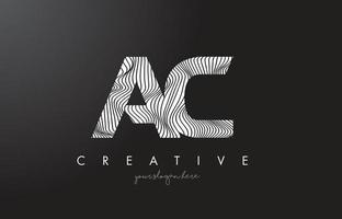 AC A C Letter Logo with Zebra Lines Texture Design Vector. vector