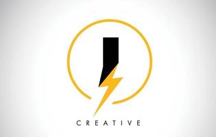 Diseño de logotipo de letra i con perno de trueno de iluminación. logotipo de letra de perno eléctrico vector