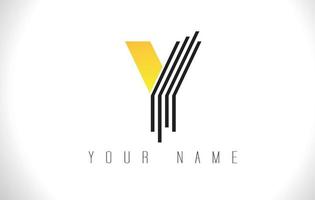 Y Black Lines Letter Logo. Creative Line Letters Vector Template.