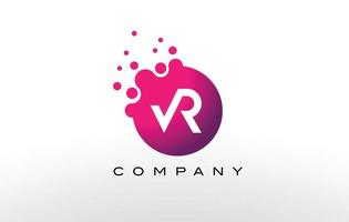 Diseño de logotipo de puntos de letra vr con burbujas de moda creativas. vector