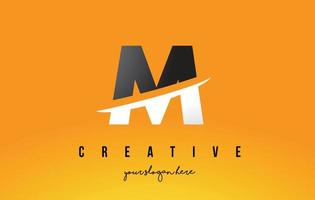 M Letter Modern Logo Design with Yellow Background and Swoosh. vector