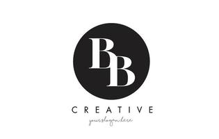 BB Letter Logo Design with Black Circle and Serif Font. vector