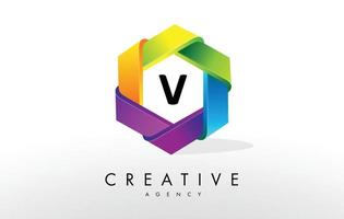 V Letter Logo. Corporate Hexagon Design vector