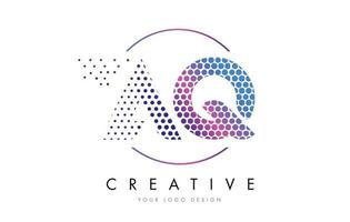 AQ A Q Pink Magenta Dotted Bubble Letter Logo Design Vector