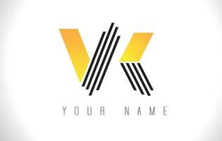VK Black Lines Letter Logo. Creative Line Letters Vector Template.