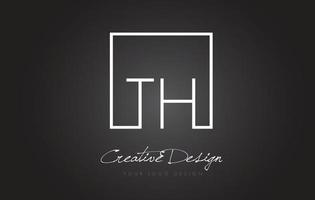 TH Square Frame Letter Logo Design with Black and White Colors. vector