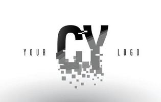 CY C Y Pixel Letter Logo with Digital Shattered Black Squares vector