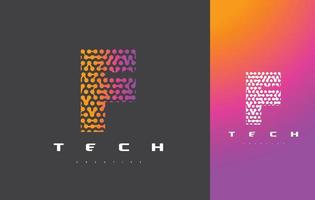 F Letter Logo Technology. Connected Dots Letter Design Vector. vector