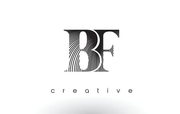 BF Logo Design With Multiple Lines and Black and White Colors.