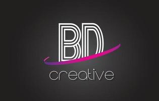 BD B D Letter Logo with Lines Design And Purple Swoosh. vector