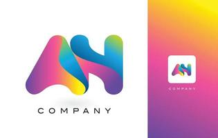 AN Logo Letter With Rainbow Vibrant Beautiful Colors. Colorful Trendy Purple and Magenta Letters Vector. vector