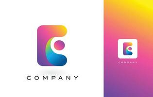 Letra del logotipo e con hermosos colores vibrantes del arco iris. Logotipo de letras moradas y magentas coloridas de moda. vector