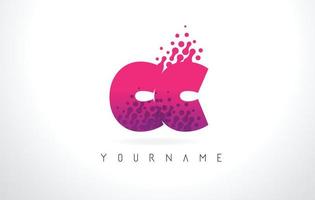 CC C C Letter Logo with Pink Purple Color and Particles Dots Design. vector